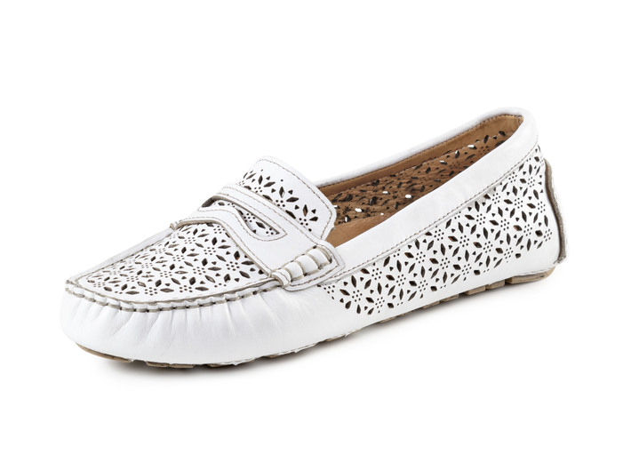 Komfortschuhe - Gemini Slipper aus schattiertem Nappaleder, in Größe 036 bis 042, in Farbe WEISS Ansicht 1