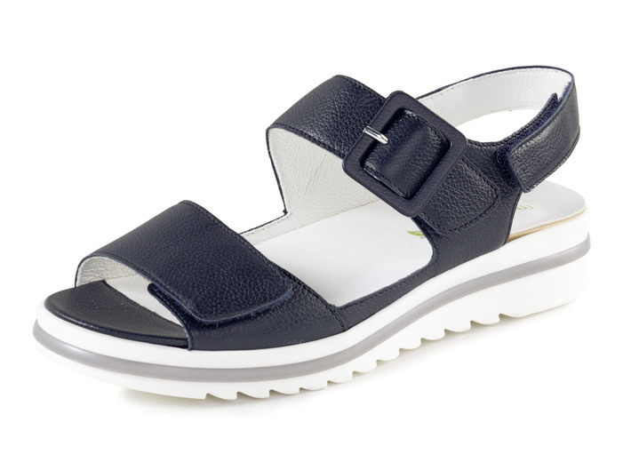Komfortschuhe - Waldläufer Sandale mit Zier-Schnalle, in Größe 3 1/2 bis 8, in Farbe MARINE Ansicht 1