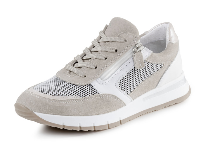 Komfortschuhe - ELENA EDEN Sneaker aus Nappa-, Veloursleder und Textil in Netzoptik, in Größe 036 bis 042, in Farbe SAND-WEISS Ansicht 1