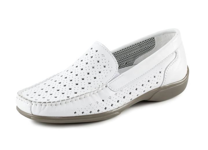 Komfortschuhe - ELENA EDEN Mokassin-Slipper mit luftiger Perforation, in Größe 036 bis 042, in Farbe WEISS Ansicht 1