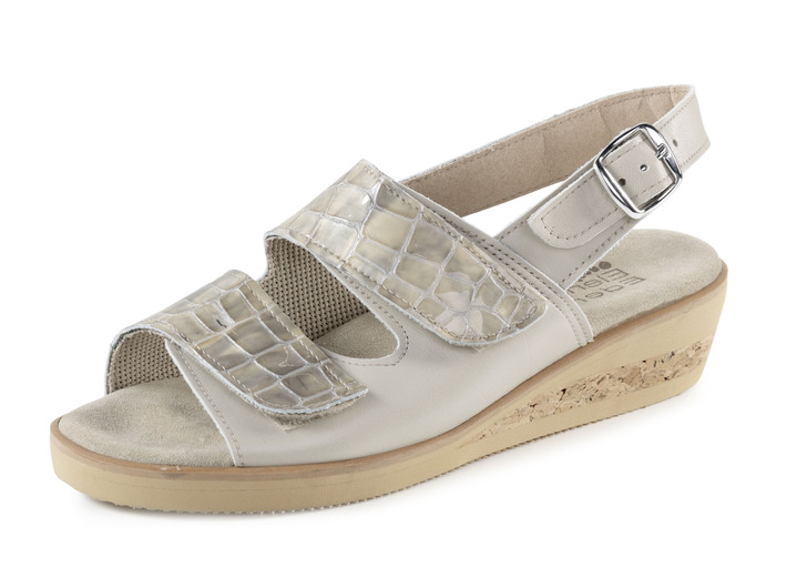 Komfortschuhe - ELENA EDEN Sandale aus Nappaleder und krokogeprägtem Lackleder, in Größe 036 bis 042, in Farbe BEIGE Ansicht 1