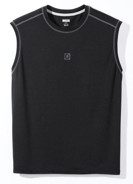 Sport- & Freizeitmode - Achselshirt von «LPO» in 3 Farben, in Größe 048 bis 058, in Farbe SCHWARZ Ansicht 1