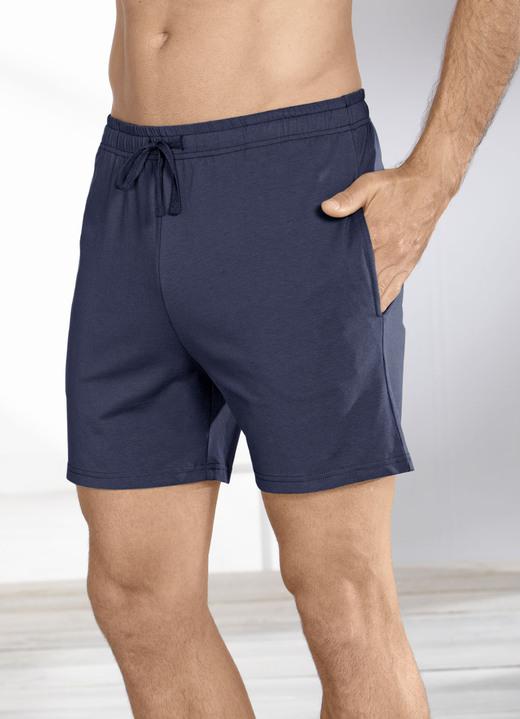 Nachtwäsche - Zweierpack Schlaf-und Freizeitshorts mit BIO-Baumwolle Nachtwäsche - Zweierpack Schlaf-und Freizeitshorts mit BIO-Baumwolle, in Größe 046 bis 062, in Farbe 1X OLIV, 1X MARINE