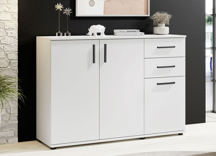 Sideboards & Kommoden - Moderne, kombistarke Sideboards, in Farbe WEISS, in Ausführung 3-türig, mit 2 Schubladen Ansicht 1