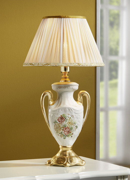 Lampen & Leuchten - Tischlampe mit echter Blattgoldauflage, in Farbe CREME-GOLD