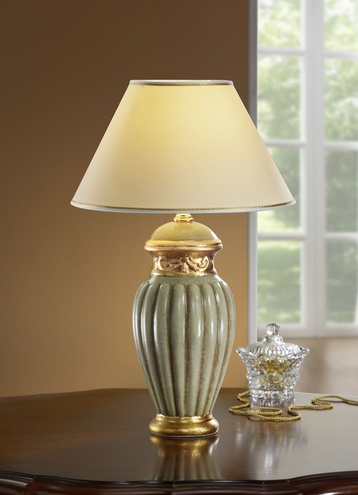 Lampen & Leuchten - Tischlampe mit echter Blattgoldauflage, in Farbe GRÜN-WEISS-GOLD Ansicht 1