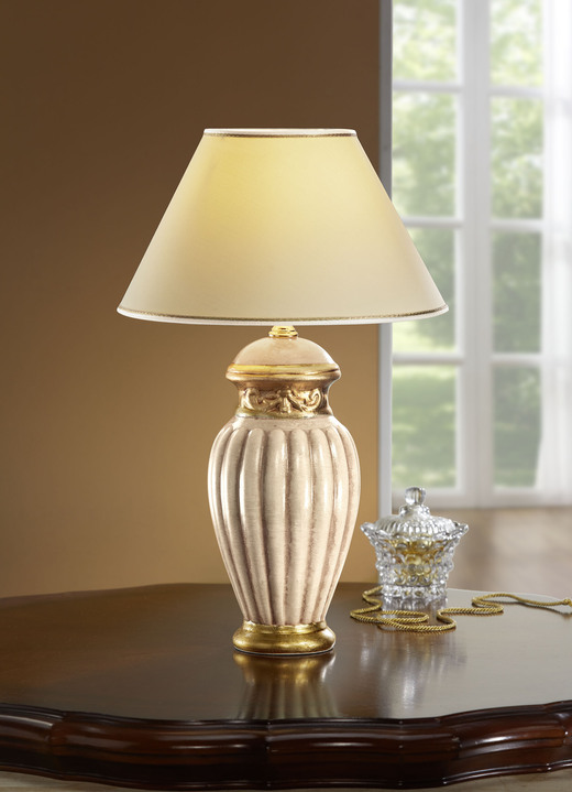 Lampen & Leuchten - Tischlampe mit echter Blattgoldauflage, in Farbe BEIGE-GOLD Ansicht 1