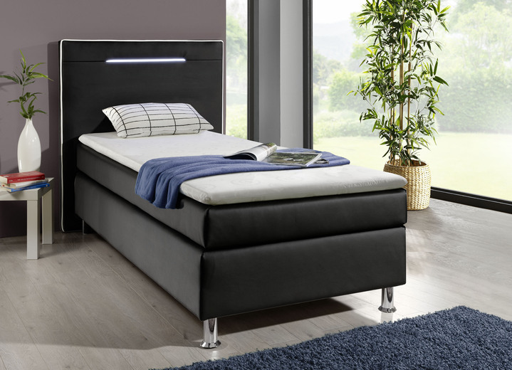 Betten - Boxspringbett mit LED-Beleuchtung, in Farbe SCHWARZ Ansicht 1