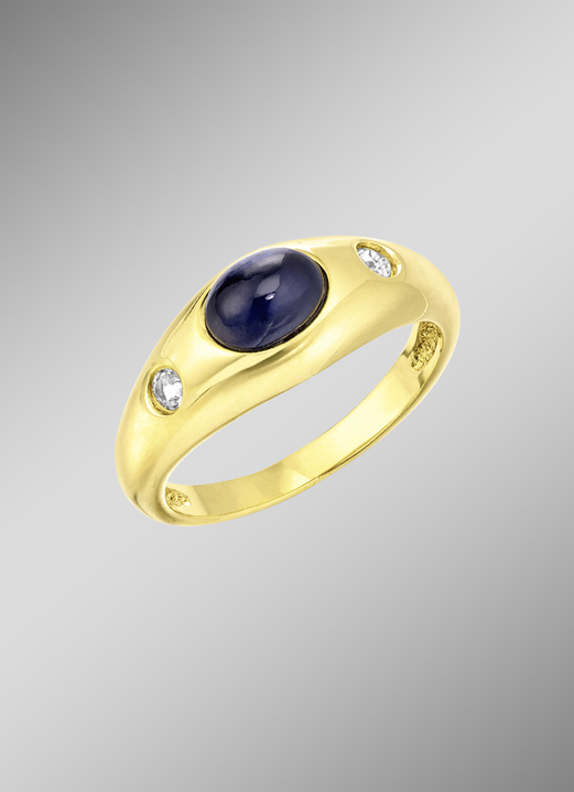 mit Edelsteinen - Eleganter Damenring mit Safir, in Größe 160 bis 220, in Farbe  Ansicht 1
