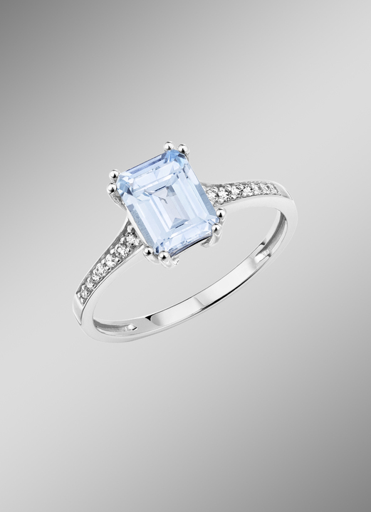mit Diamanten - Damenring mit Brillanten und Blautopas, in Größe 160 bis 220, in Farbe  Ansicht 1