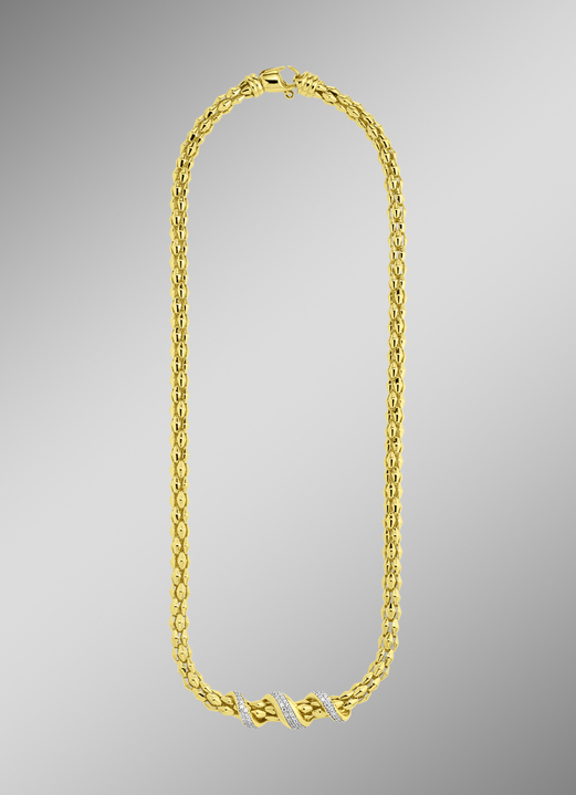Halsketten & Armbänder - Vergoldete Halskette mit Zirkonia, in Farbe  Ansicht 1