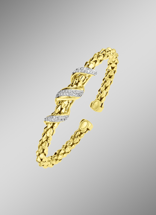 Halsketten & Armbänder - Vergoldeter Armreif mit Zirkonia, in Farbe  Ansicht 1