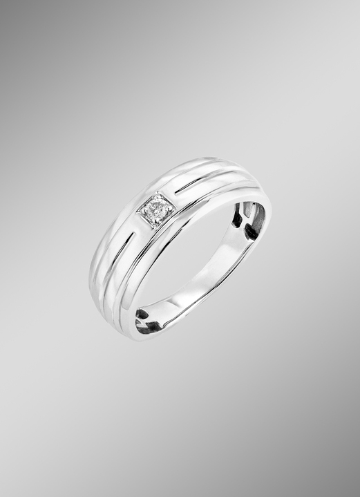 mit Diamanten - Herrenring aus Weissgold, in Größe 180 bis 240, in Farbe  Ansicht 1