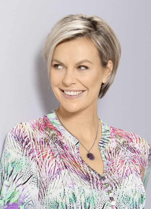 Damen-Modeschmuck - Panzerkette mit rundem Anhänger, in Farbe SILBER-LILA
