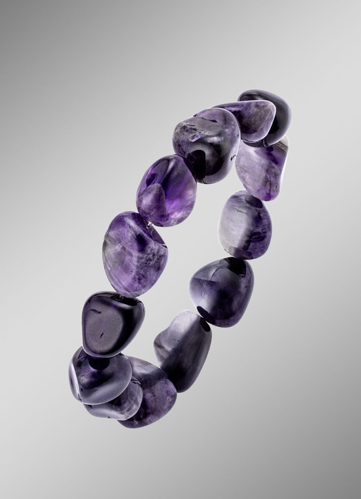 mit Edelsteinen - Elastisches Armband aus echtem Amethyst, in Farbe  Ansicht 1