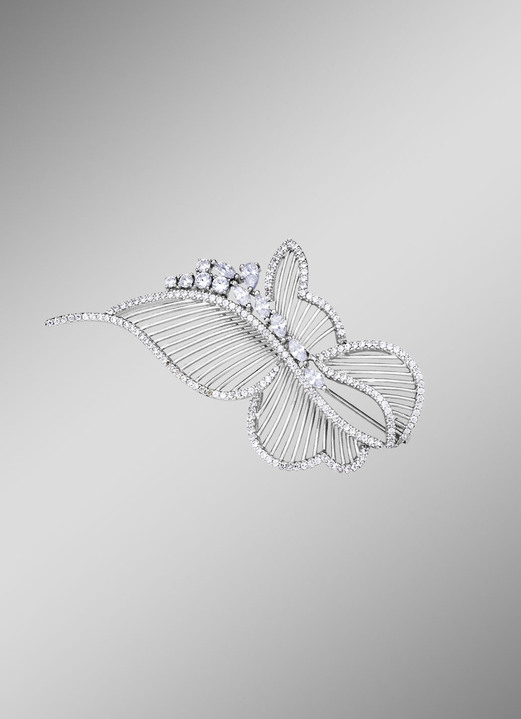 Damen-Modeschmuck - Filigrane Anstecknadel Schmetterling mit synth. Zirkonia, in Farbe  Ansicht 1