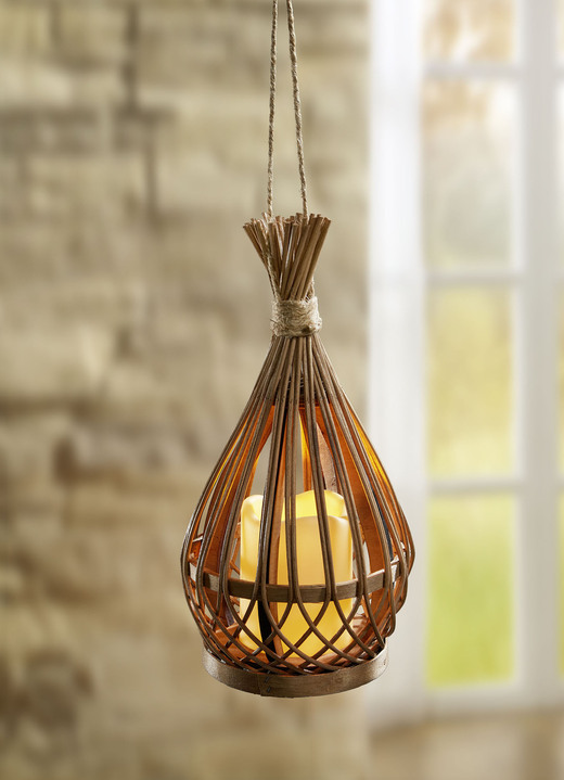 - LED-Windlicht in Rattan-Korb, in Farbe BRAUN
