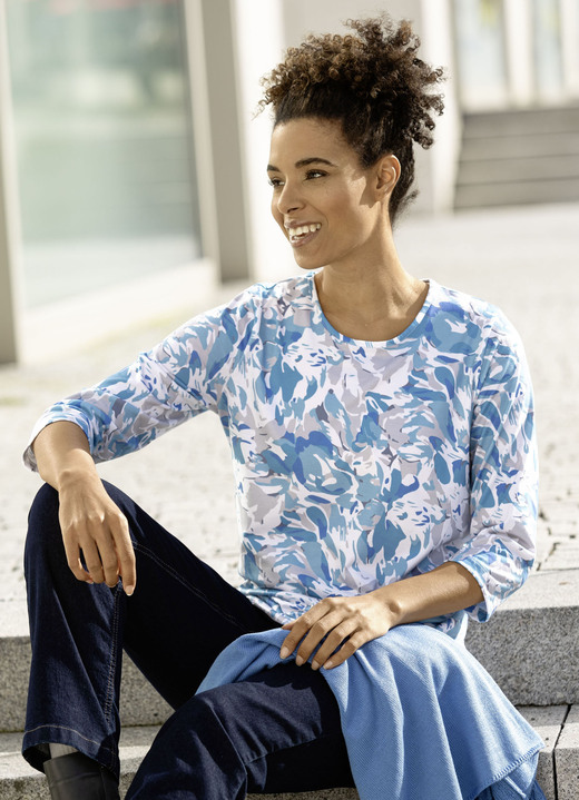 Shirts - Shirt mit Alloverdruck Shirts - Shirt mit Alloverdruck, in Größe 036 bis 052, in Farbe WEISS-BLAU-GRAU