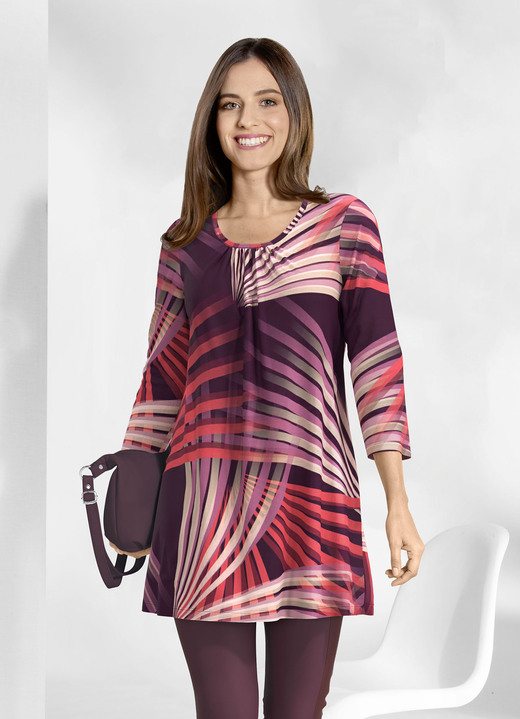 Longshirts - Longshirt mit rundem Halsausschnitt, in Größe 038 bis 056, in Farbe ROT-BORDEAUX-ROSÉ-TAUPE