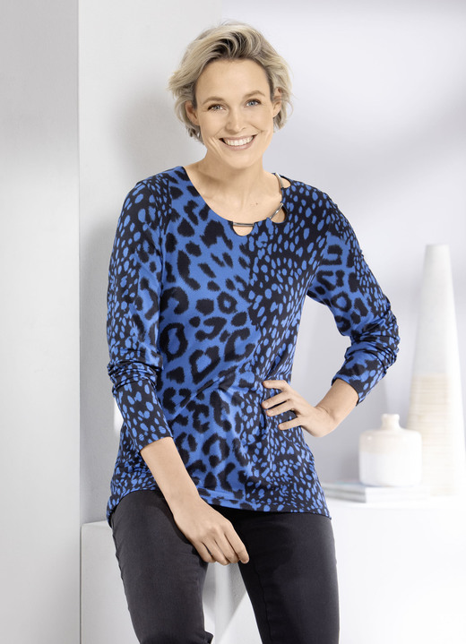 Shirts - Shirt mit ausgefallener Ausschnittverarbeitung Shirts - Shirt mit ausgefallener Ausschnittverarbeitung, in Größe 038 bis 050, in Farbe ROYALBLAU-SCHWARZ