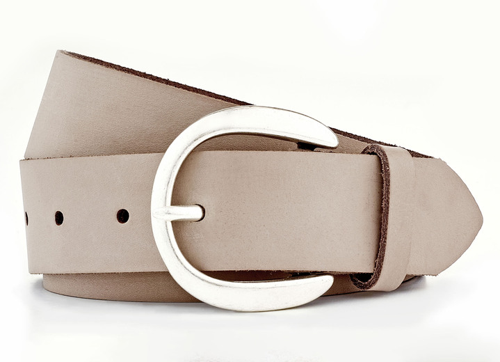 Sonstiges - Modischer Damen-Gürtel aus Leder, 3,5 cm breit, in Größe 100 bis 120, in Farbe TAUPE Ansicht 1