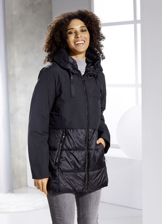 Jacken, Mäntel, Blazer - Funktionsjacke in angesagtem Materialmix Jacken, Mäntel, Blazer - Funktionsjacke in angesagtem Materialmix, in Größe 034 bis 052, in Farbe SCHWARZ