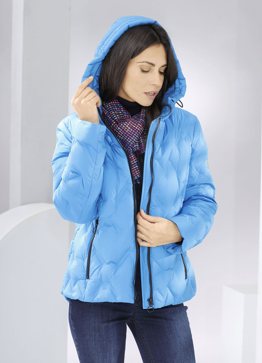Jacken, Mäntel, Blazer - Daunenjacke mit geklebten Kammern Jacken, Mäntel, Blazer - Daunenjacke mit geklebten Kammern, in Größe 034 bis 052, in Farbe AQUAMARIN