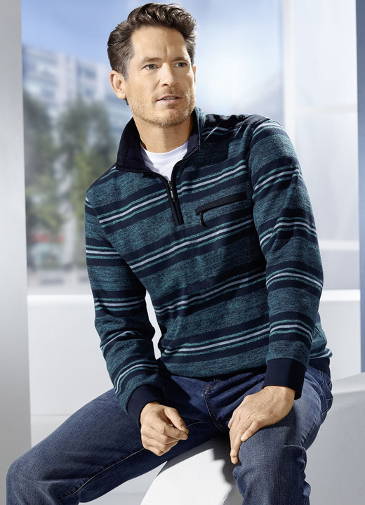 Hemden, Pullover & Shirts - Troyer aus reiner Baumwolle Hemden, Pullover & Shirts - Troyer aus reiner Baumwolle , in Größe 046 bis 064, in Farbe PETROL-MARINE