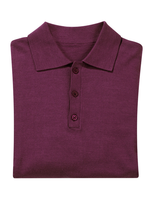 Hemden, Pullover & Shirts - Polopullover mit kurzer Knopfleiste in 4 Farben Hemden, Pullover & Shirts - Polopullover mit kurzer Knopfleiste in 4 Farben, in Größe L(52/54) bis XXL(60/62), in Farbe BORDEAUX