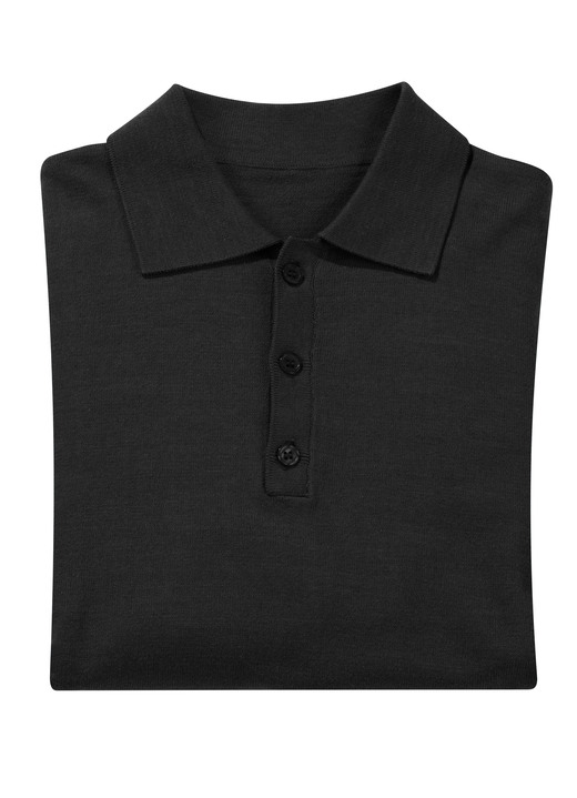 Hemden, Pullover & Shirts - Polopullover mit kurzer Knopfleiste in 4 Farben Hemden, Pullover & Shirts - Polopullover mit kurzer Knopfleiste in 4 Farben, in Größe L(52/54) bis XXL(60/62), in Farbe SCHWARZ