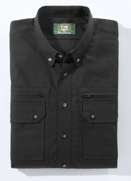 Hemden, Pullover & Shirts - «OS-Trachten»-Hemd mit Button-Down-Kragen in 3 Farben, in Größe 3XL(47/48) bis XXL(45/46), in Farbe SCHWARZ Ansicht 1