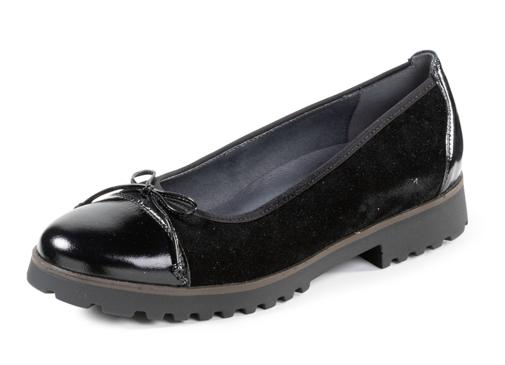 Komfortschuhe - Waldläufer, elegante Damen-Ballerinas, Weite H, mit herausnehmbarem Fussbett, in Größe 3 1/2 bis 8, in Farbe SCHWARZ Ansicht 1