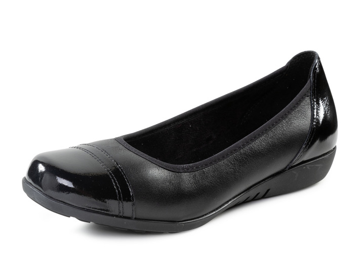 Komfortschuhe - ELENA EDEN, klassische Damen-Ballerinas, Weite G, mit herausnehmbarem Fussbett, in Größe 036 bis 042, in Farbe SCHWARZ Ansicht 1