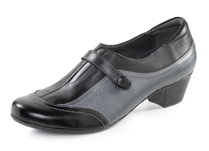 Komfortschuhe - ELENA EDEN, eleganter Damen-Trotteur, Weite G, mit herausnehmbarem Fussbett, in Größe 036 bis 042, in Farbe SCHWARZ-ALTSILBER Ansicht 1
