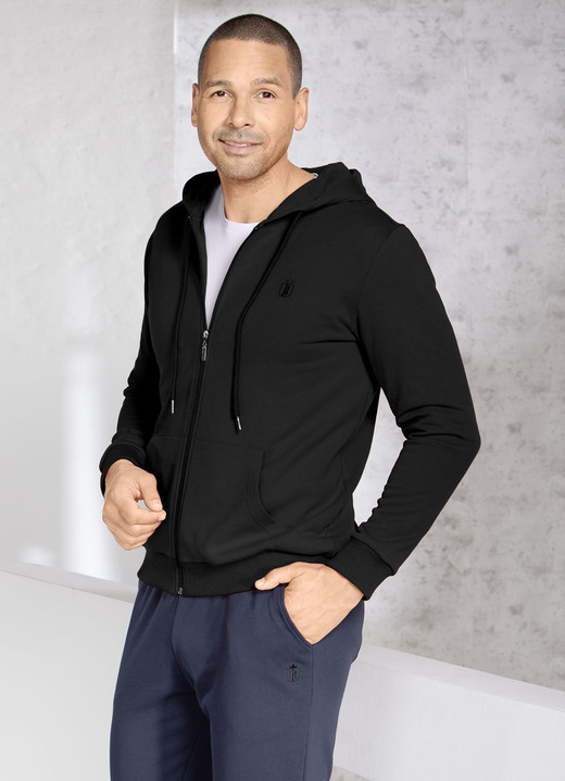 Sport- & Freizeitmode - Kapuzenjacke in 5 Farben, in Größe 3XL (64/66) bis XXL (60/62), in Farbe SCHWARZ Ansicht 1