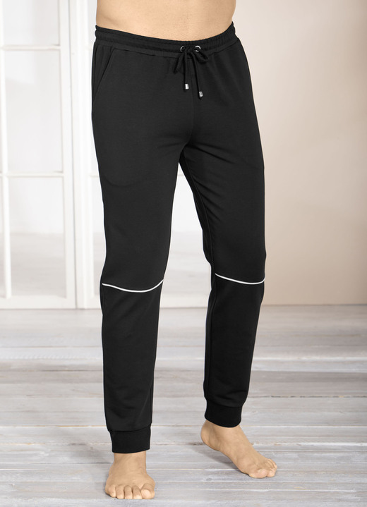 Freizeitmode & Bademäntel - Hose mit Zierpaspel, in Größe 024 bis 062, in Farbe SCHWARZ Ansicht 1