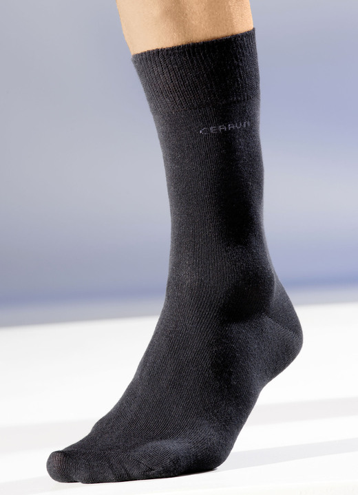 Unterwäsche - Sechserpack Socken mit gedoppeltem Komfortbund, in Größe 001 (Schuhgröße 39-42) bis 002 (Schuhgröße 43-46), in Farbe 6X SCHWARZ Ansicht 1