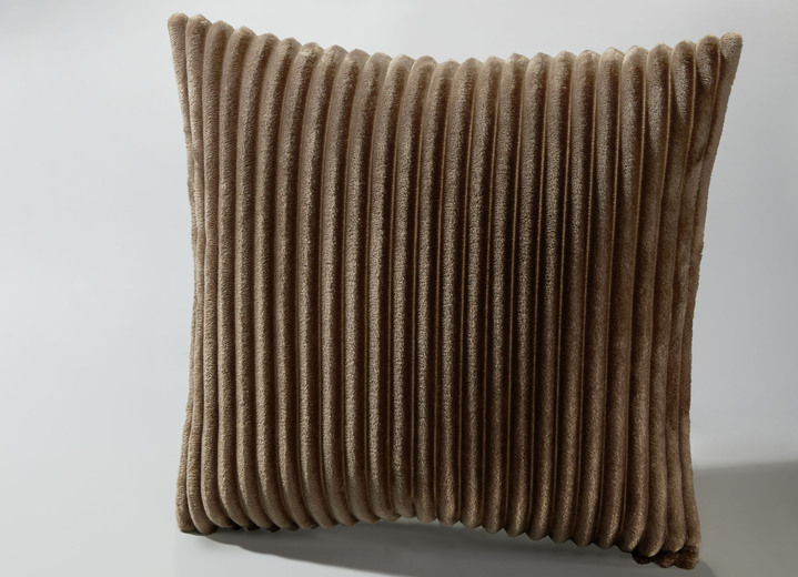 Decken - Wohnaccessoires in feiner Cord-Optik, in Größe 225 (Wohndecke, 150x200 cm) bis 410 (Kissen gefüllt, 50x 50 cm), in Farbe TAUPE Ansicht 1