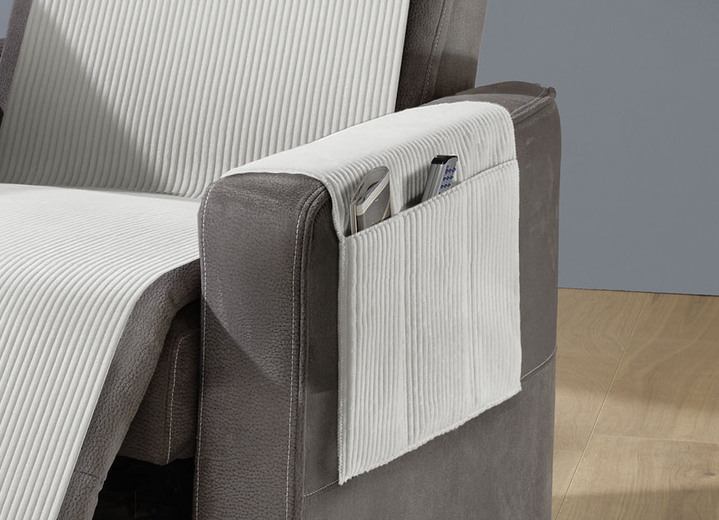 Sessel- & Sofaüberwürfe - Wohnaccessoires mit Anti-Rutsch-Beschichtung, in Größe 101 (Sesselschoner, 50x140 cm) bis 924 (Kissenbezug, 40x 80 cm), in Farbe SILBER Ansicht 1