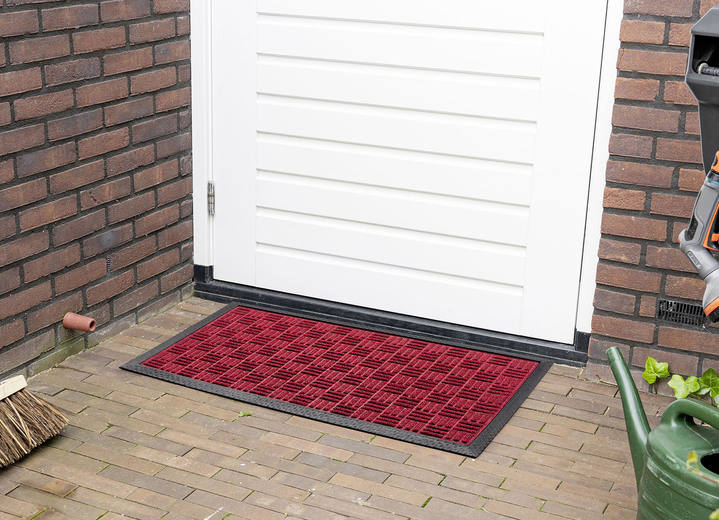 Fussmatten - Fussmatte mit rutschhemmender Gummi-Rückseite, in Farbe ROT Ansicht 1
