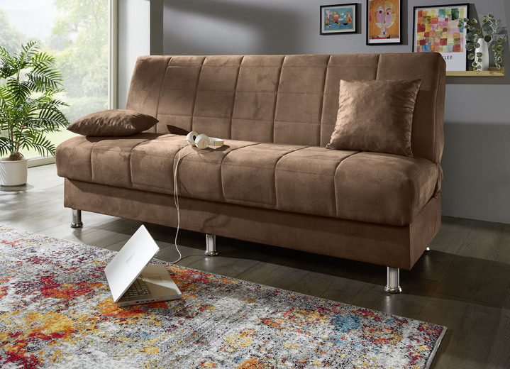 Bettsofas - Schlafsofa mit Bettkasten und Dekokissen, in Farbe BRAUN Ansicht 1