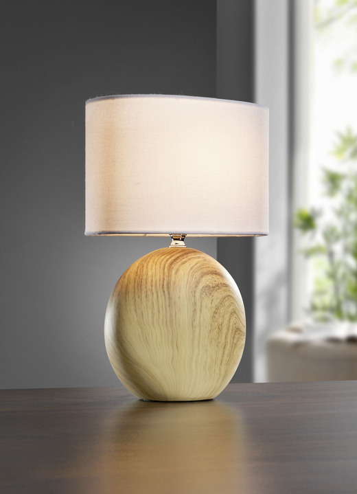 Lampen & Leuchten - Tischleuchte mit Keramikfuss, in Farbe NATUR-WEISS