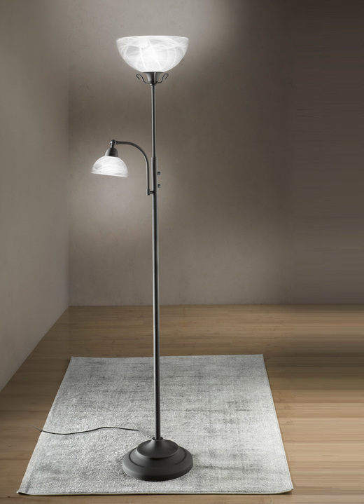 Lampen & Leuchten - Deckenfluter mit Leselampe und Metallgestell, in Farbe ROST