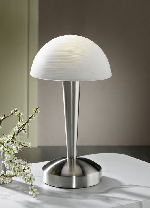 Lampen & Leuchten - Tischlampe aus Metall und Glas mit Leuchtmittel, in Farbe NICKEL, MATT Ansicht 1