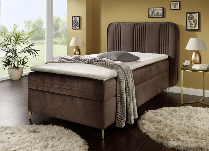 Betten - Boxspringbett mit Bettkasten und Topper, in Farbe BRAUN Ansicht 1