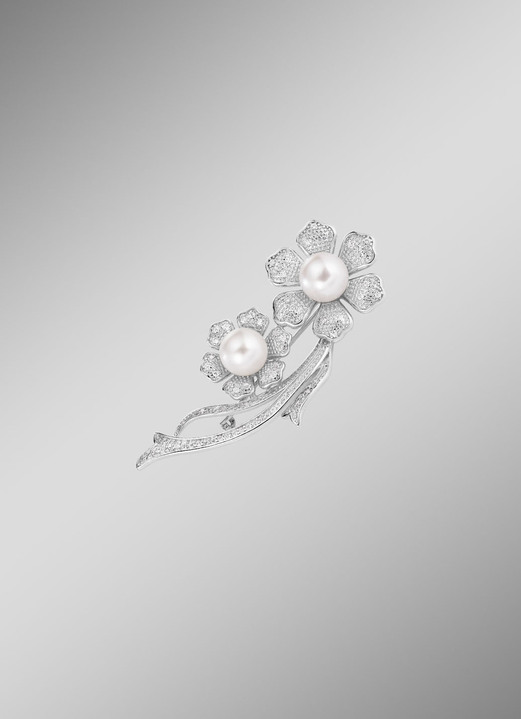 Accessoires - Anstecknadel im Blumendesign mit Süsswasser-Zuchtperlen, in Farbe  Ansicht 1