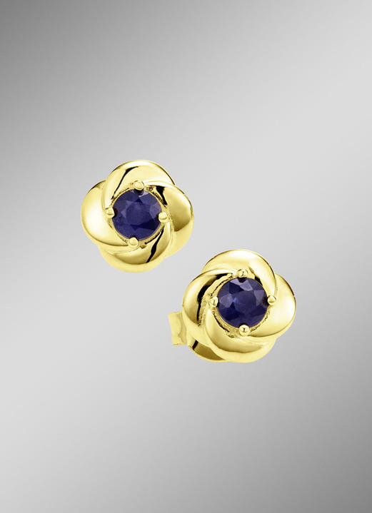 mit Edelsteinen - Aussergewöhnliche Ohrstecker im Blumendesign, in Farbe  Ansicht 1
