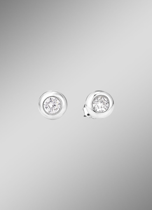 ohne Steine / mit Zirkonia - Elegante Ohrstecker mit synth. Zirkonia, in Farbe  Ansicht 1