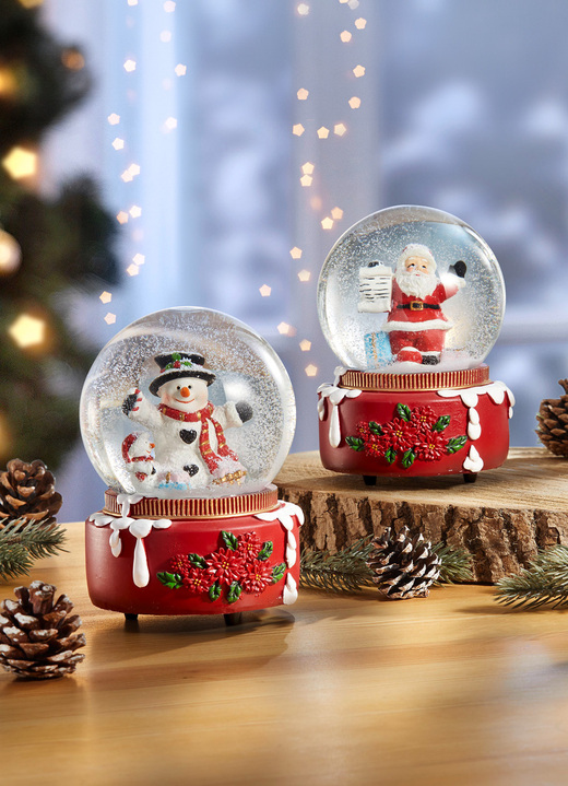 - Spieluhr als Schneekugel, 2er-Set, in Farbe ROT-WEISS Ansicht 1