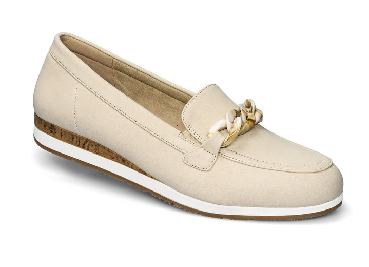 Halbschuhe - Bequemer Slipper in  Veloursleder-Optik, in Größe 036 bis 041, in Farbe BEIGE Ansicht 1